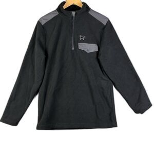 The Black Dog Men's Fleece Pullover  Size S Black Gray Pocket Snap‎ Outfitters